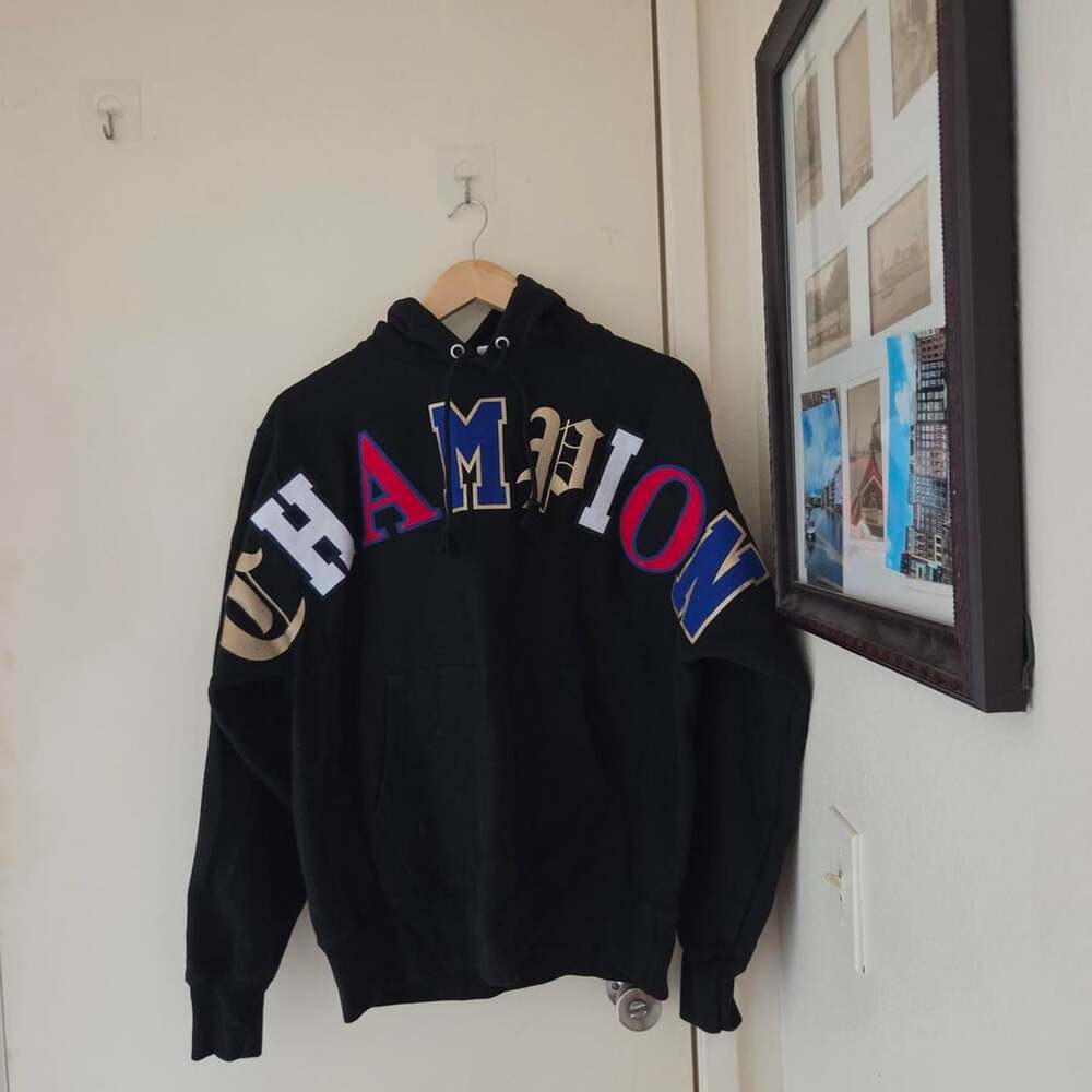 Champion Reverse Weave Multicolored Logo Hoodie Sweatshirt